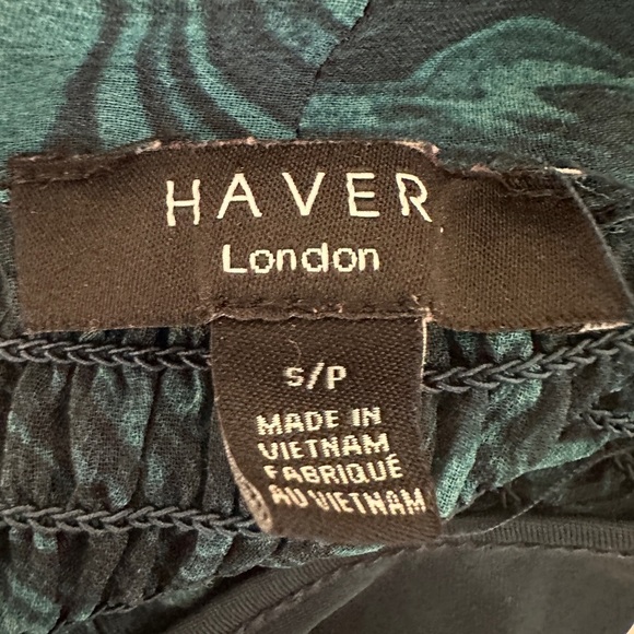 HAVER LONDON Watercolor Print Blouse Long Sleeve Tie Neck Pleated Lined S/P - Picture 7 of 7